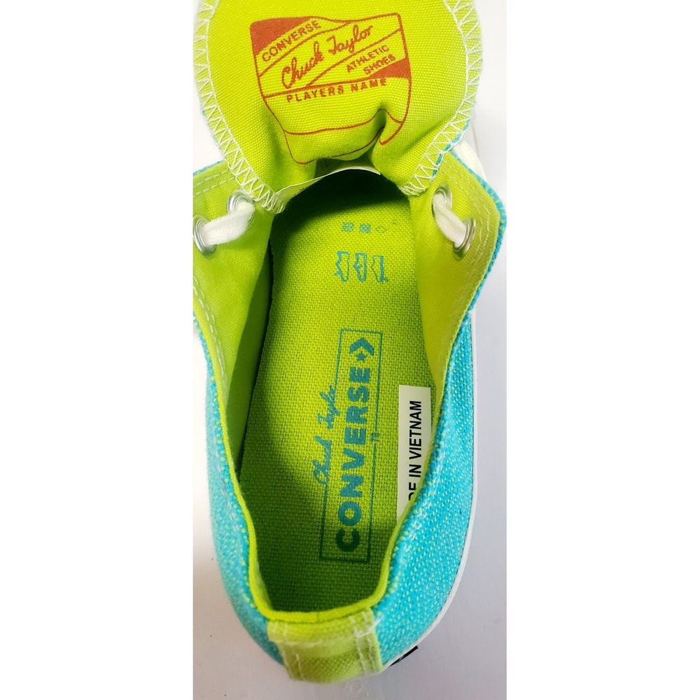 Converse Chuck Taylor Sneakers 7 Neon Nights NWOT Turquoise/Lime Low Shaft 2021 - Picture 12 of 16